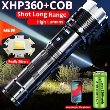 Super Smarteste XHP360 Led-Lommelykt Oppladbare Lommelykt Usb Kraftig Taktisk Flash Lett Jakt-Lantern Vanntett Hånd Lampe