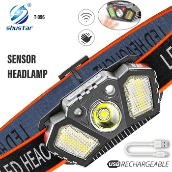 USB Oppladbar Sensor LED Lyskaster Super Lyse Frontlys Hode Montert Fiske Lys Flere Moduser Belysning