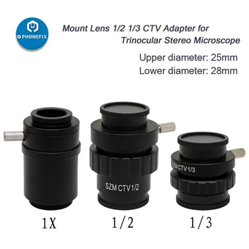 Mikroskop C Mount Adapter 0.5 X 0,35 X 1X SZMC TV1/2 TV1/CTV 3-Kamera-Adapter Linse for Trinocular Stereo Microscopio Tilbehør