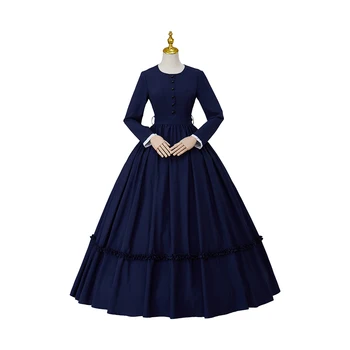 Victorian 1860-Dress borgerkrigen Kjole Middelalderske Ball kjole Vintage Kostymer Renaissance Historiske Perioden Sorg Kjole