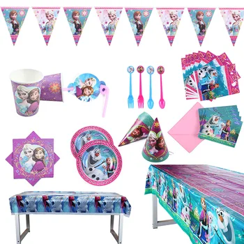 Disney Frosne Prinsesse Servise Set Barn Happy Birthday Barna Partiet Forsyninger Dekorasjoner Duk, Papir Håndkle Baby Shower