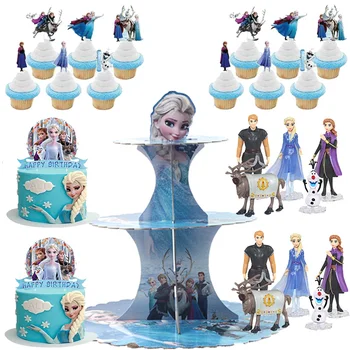 3-lags Cupcake Stativ Cake Decoration Ornamenter Anna Elsa Prinsesse Nye Frosne 2 Fest Forsyninger For Barn Birthday Party Baby Shower