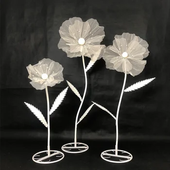 Organza Håndlaget Silke Poppy Stor Blomst Bryllup Veien Guide Chrysanthemum DIY Partiet Vindu Dekorasjon Dekorasjon 50cm/60cm70cm
