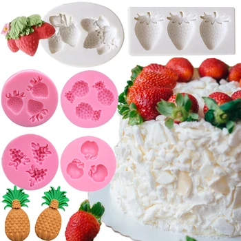 Jordbær Blåbær, Ananas Frukt Silikon Mold Sjokolade Fondant Jelly Godteri Harpiks Mugg Cake Decorating Verktøyet Baking Rekvisita