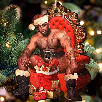 Barry Santa Christmas Parkett Ornament En Håndlaget Festlig Mr. Wood Meme Morsom Julegave Xmas Ferie 2D Ornament