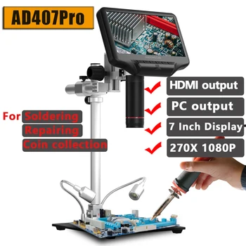 Andonstar AD407 PRO Mikroskop 7inch LCD-Displayet Industrial Mikroskoper Digital Elektronisk Vedlikehold Forstørrelsesglass 270X