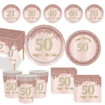 50 År Gamle Bursdag Partiet Forsyninger 18. 40-50-60-Happy Birthday Ballong Duk Kvinne Voksen Jubileum Dekorasjoner