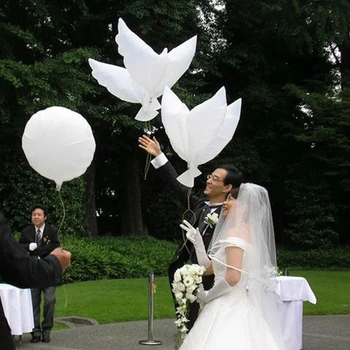 3pcs 104*54cm Nedbrytbare Bryllup Dekor Hvit Due Ballong Fred Fugl Ballong Duer Ekteskap Folie Helium Ballonger