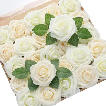 25/50 Hoder 8CM Kunstig PE-Skum Rose Blomster, Roser for DIY Bryllup Buketter Partiet Hjem Innredning Hage DecorIY Blomst