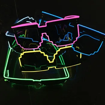 EL Wire 8 Bit Briller LED Blinker Briller Glødende Partiet Forsyninger Lysende Glass Lys Festival Fest Glød Solbriller