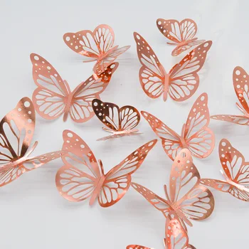 Rose Gull 3D Butterfly Oranments Valentine ' s Day Dekor for Hjem Romantisk Bryllup Bursdag Partiet Bruden Å Være Brude Dusj Favør