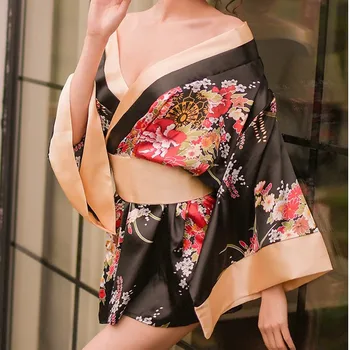 Japansk Sexy Undertøy Pyjamas Nightgown Utskrift Sexy Uniform Kvinners Undertøy Japan Kimono Spill Cosplay Uniform Nattøy