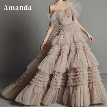 Amanda Champagne Kjole Flerlags ballkjoler 2023 Luksus Ball Kjole Kjole Prinsesse فساتين مناسبة رسمية