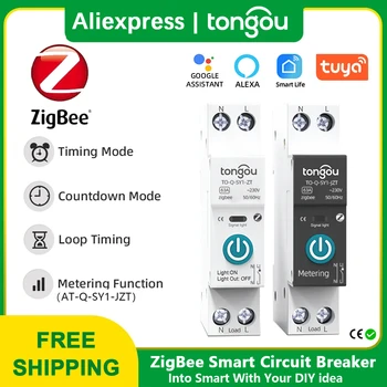 TUYA ZigBee Smart Circuit Breaker Strøm Måling 1P 63A DIN-Skinne for Smart Home trådløse Fjernkontrollen Smart Bytte av APP TONG
