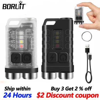 BORUiT V3 Portable Lys-Tasten 900LM EDC Micro Lommelykt Type-C Oppladbare Pocket Torch Vanntett Med Magnet Camping UV Lykt