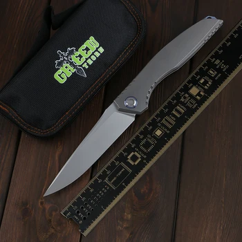 Grønn thorn, Lee folding kniv D2 blad, TC4 Titanium 3D håndtere camping utendørs frukt kniv EDC verktøy
