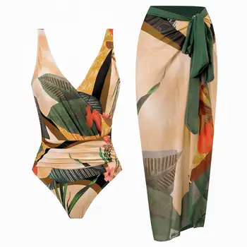 NYE 3XL Kvinner Badetøy Cover Ups Retro Brasil Badedrakt Dyp V Ett stykke Monokini Kimono Bikini Dress Sexy Sommer Strand Slitasje