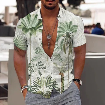 2023 Hawaiian Tropiske Menns Skjorter Menn 3D Trykt Beach Holiday kortermet Bluse Harajuku 5xl Store Topper T-Skjorte Mann