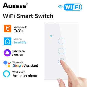 Tuya Smart Liv Hjem Huset Wi-fi Remote veggbryter talestyring Touch Sensor LED-Lys som Skifter Alexa Google Hjem Bytte 220V