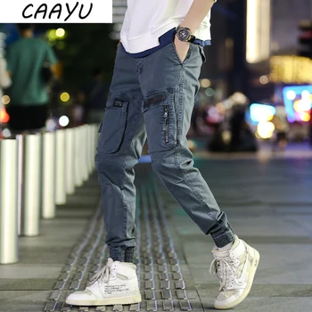 CAAYU 2022 Cargo Bukser Menn Mote Multi lomme Joggere Mannlige Hip Hop Japansk Streetwear Casual Bukser Jogge Bukser for Menn
