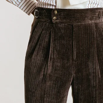 Høy Kvalitet Kordfløyel Bukse Bukse For Menn Høy Midje Kontor Dress Bukse Italiensk Busines Bukse Pantalon Para Hombres 3 Farger