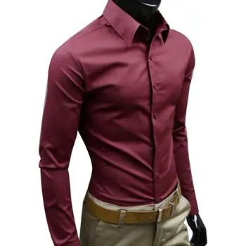M - 5XL Business Menn Casual Skjorte Elegant Arbeid Skjorte Farge langermet-Knappene Ned Slank Pluss Størrelse Skjorte рубашка camisa