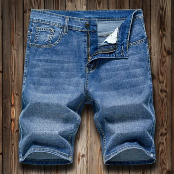 2022 Sommer Menn er Slank Denim Shorts Business Casual Mote Løs Strekningen Alle-Kamp Jeans Mannlige High-End Merke Fem-Punkt Bukser