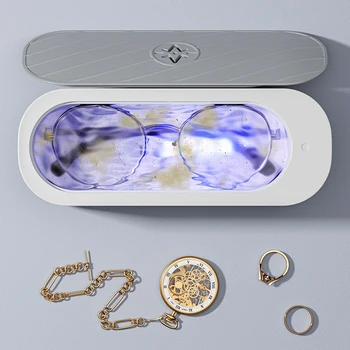USB Oppladbar Ultrasonisk Rengjøring Maskin høyfrekvente Vibrasjoner Vask Cleaner Smykker Briller Børste Proteser UV Cleaner