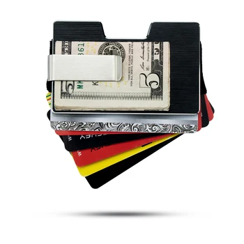 Ekstra Slank Bankr Innsats Lommebok RFID-Blokkering Kortholderen med Pengene Klipp