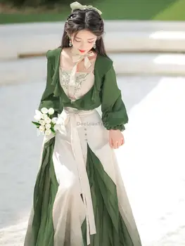 2023 ny kinesisk stil, daglig forbedret kinesiske elementer retro elegante kvinner hanfu kjole nasjonal stil fairy lang kjole