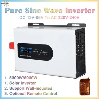 Pure sinusbølge Inverter 12v-220v 5000W 6000W Power 12V 24V 48V 60V 72V Converter Solar Bil Invertere Av Rutenettet på Veggen
