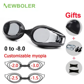 Svømming Caps symjebriller Med Øre-plugg Profesjonell Anti-tåke UV Menn Kvinner Silikon som kan Tilpasses Myopi Svømming Briller