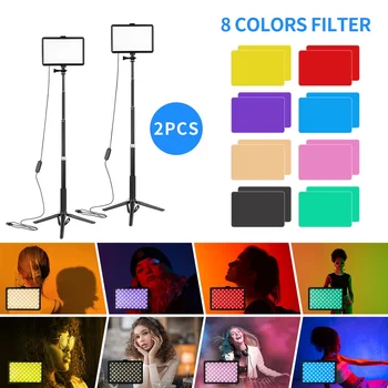 Selens Lys Med Stativ Stativ Dimbare Led-Lys Med RGB-Filtre Fylle Selfie Fotografering Flash-Panelet For Tiktok Youtube Live