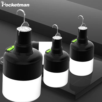 8000LM Mobil LED-Pærer Camping Lampe Beredskap Lys Utendørs Natt Maket Hengende Lamper USB Oppladbar Lanterna Fiske