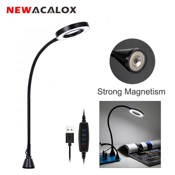 Magnetiske Fleksibel Arm Opplyst Forstørrer 3X USB LED Stort Skrivebord i Glass Lampe for Lodding Jern Reparasjon Lesing Workbench