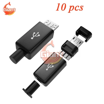 10 stk Mikro-USB-Mannlige Kontakt 4 Pin DIY Dato OTG Kabel Linje Plast Shell Jack Halen Socket T Plug-Terminaler Micro Converter