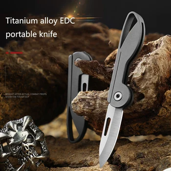 Titan Mini Kniv Titanium Legering Skarpe Bærbar Utendørs medisinsk folding kniv Edc Nøkkelring Anheng Utpakking Express Åpning