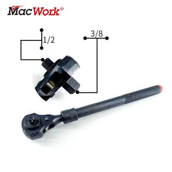 MacWork 1/2i. og 3/8in. Kjøre Dual Head Ratchet Håndtak med Hammer Funksjon Teleskopisk Utvides Ratchet Håndtak