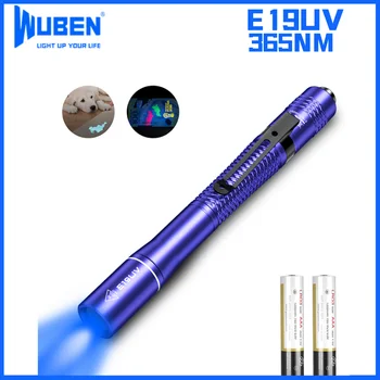 WUBEN E19 UV LED UV-Lommelykt 365nm Bærbar Blacklight 850mW maks utgangseffekt AAA-batteri lys for Pet Urin Flekker Deteksjon