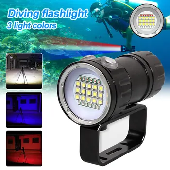 Kraftig Super Lyse 27 LED Dykking Lommelykt Profesjonell Fotografering under vann Lys 10000LM Merke Lampe Vanntett 100M