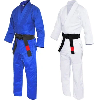 Profesjonell Gjort Kampsport Uniform - Enkelt Veve Blå Hvit Kimono - Perfekt For Konkurranse Eller Trening Med Belte