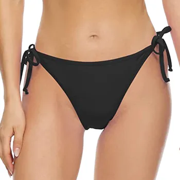 Bikini Bunnen Kvinner Badetøy Shorts-Sort Undertøy Justerbare Side Tie Svømme Truse Med Høy Midje Sexy Strand Kofferter Pluss Størrelse