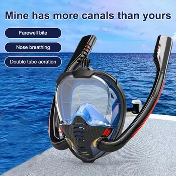 Anti Fog Dykkermaske Doble Rør Silikon Full Tørr Dykkermaske Voksen Svømming Maske Contained Underwater Breathing