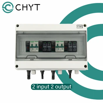 CHYT 600V 2-Inngang Utgang 2 2 String Solar PV Matrise 2P Circuit Breaker 2P SPD Solar Photovoltaic Kombinator-Boksen