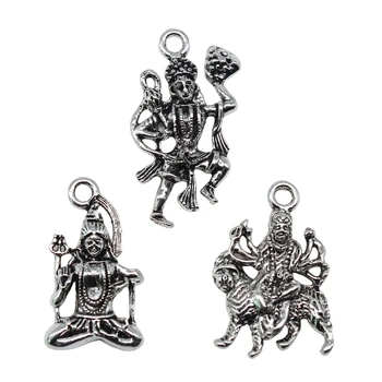10pcs Indisk Gudinne Brahma Vishnu, Shiva Charms For å Lage Smykker Antikk Sølv Farge Anheng DIY Håndverk å Gjøre Funn