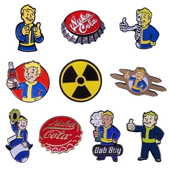 Mans Vault Boy Emalje Pin-Nuka Cola Radioaktive Hazard Symbol Spillet Brosje Smykker Tilbehør