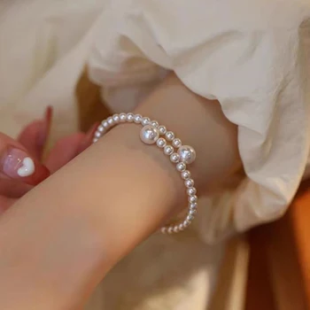 Vintage Perler Bangle Armbånd Luksus Justerbar Åpning Armbånd Bryllup For Kvinner Smykker Gave