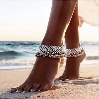Bohemian Vintage Klokker Ankelen Armbånd Foten Smykker Summer Beach Barefoot Sandaler Charms Anklet Kvinner Bena Tilbehør 1pcs