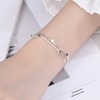 Nye 925 Sterling Sølv Kreative square kjede, armbånd for kvinner mote smykker av høy kvalitet bryllup Christmas-gaver