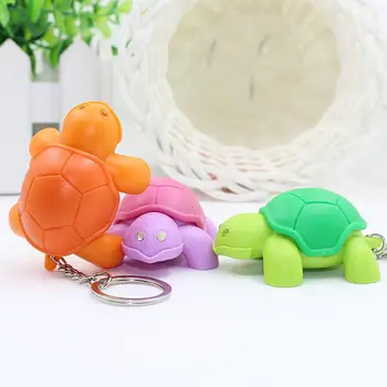 Kreative Lite Dyr Tortoise LED-Lys, Lyd Glød Turtle Nøkkelring, LED Lys Lyd Nøkkel Ring Holderen Pose Hengende Anheng